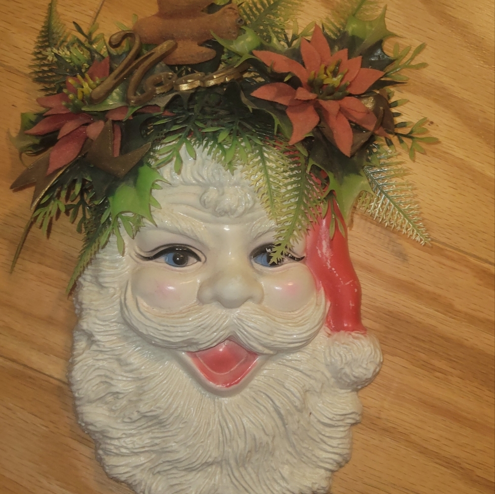 COPY - Vintage 1960s blow mold plastic Santa Claus door hanging